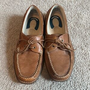 Men's Tan Leather Boat Shoes